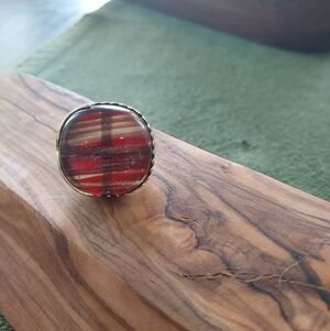 Red Striped Ring With Gold Tone Setting.Purchased At Saks 5th Many Years Ago.